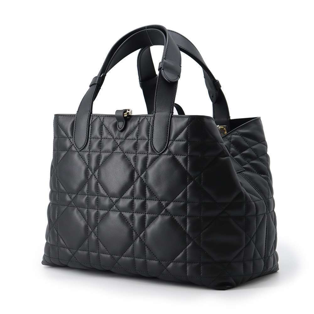 Dior Black Toujours Leather Calf Bag Macro Christian Handbag Cannage
